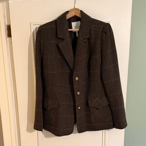 Avec Les Filles Brown Plaid Blazer